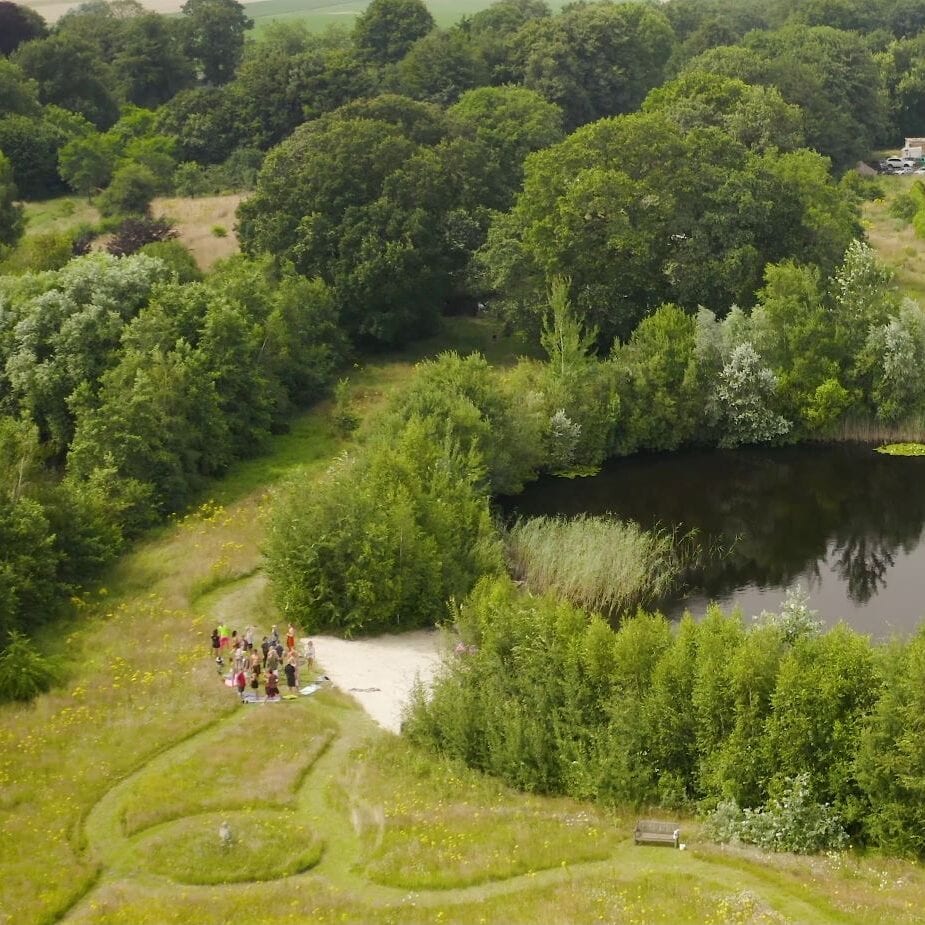 Wild-Swim Pond & Sauna — swimming pond aerial